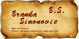 Branka Simonović vizit kartica